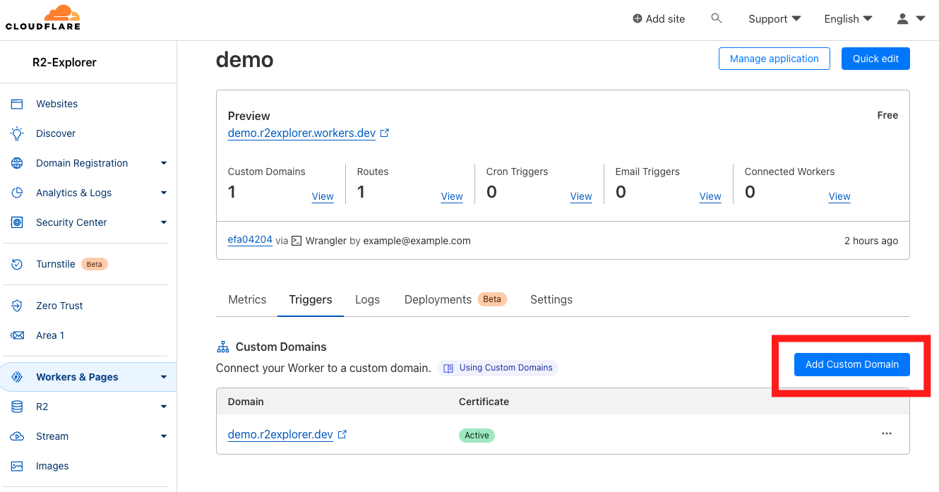 Cloudflare Workers Dashboard